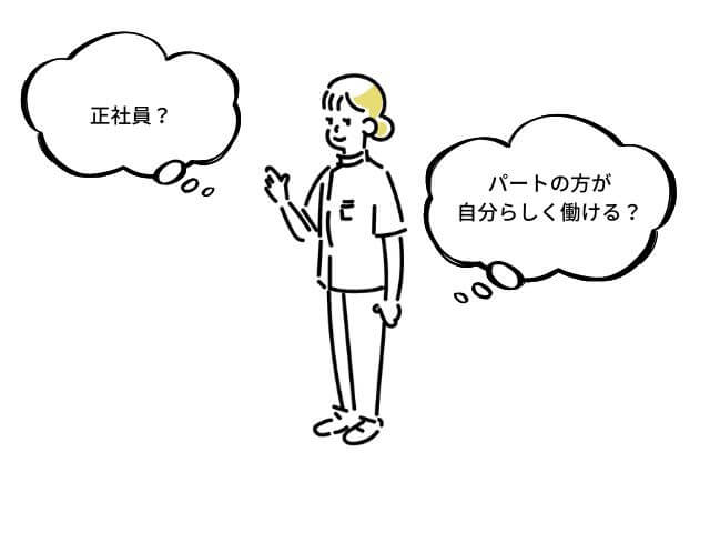 どの雇用形態を選ぼうかと悩んでいる看護師のイラスト